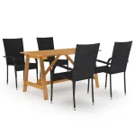 Set mobilier de grădină, 5 piese, negru GartenMobel Dekor