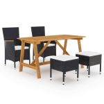 Set mobilier de grădină, 5 piese, negru GartenMobel Dekor
