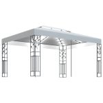 Pavilion cu acoperiș dublu si șiruri de lumini LED, alb, 3x4 m GartenMobel Dekor