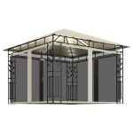 Pavilion cu plasă anti-țânțari si lumini LED, crem, 3x3x2,73m GartenMobel Dekor