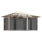 Pavilion cu plasă anti-țânțari si lumini LED, crem, 4x3x2,73m GartenMobel Dekor