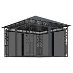 Pavilion cu plasă anti-țânțari si lumini LED, antracit, 3x3x2,73 m GartenMobel Dekor
