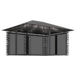 Pavilion cu plasă anti-țânțari si lumini LED, antracit, 4x3x2,73 m GartenMobel Dekor
