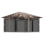 Pavilion cu plasă anti-țânțari si lumini LED, gri taupe, 4x3x2,73 m GartenMobel Dekor