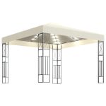 Pavilion cu șir de lumini, crem, 3x3 m, material textil GartenMobel Dekor