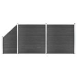 Set de panouri de gard, negru, 446x (105-186) cm, WPC   GartenMobel Dekor
