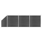 Set de panouri de gard, negru, 619x(105-186) cm, WPC   GartenMobel Dekor