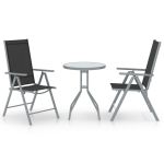 Set mobilier bistro, 3 piese, argintiu, aluminiu și textilenă GartenMobel Dekor