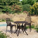 Set mobilier bistro, 3 piese, bronz, aluminiu turnat GartenMobel Dekor