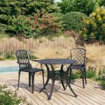 Set mobilier bistro, 3 piese, negru, aluminiu turnat GartenMobel Dekor