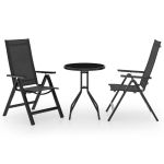 Set mobilier bistro, 3 piese, negru și antracit GartenMobel Dekor
