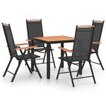 Set mobilier de exterior, 5 piese, negru, aluminiu GartenMobel Dekor
