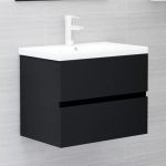 Dulap cu chiuvetă încorporată, negru, lemn prelucrat GartenMobel Dekor