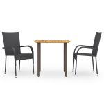 Set mobilier de grădină, 3 piese, negru, poliratan GartenMobel Dekor