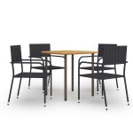 Set mobilier de grădină, 5 piese, negru, poliratan GartenMobel Dekor