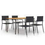 Set mobilier de grădină, 5 piese, negru, poliratan GartenMobel Dekor