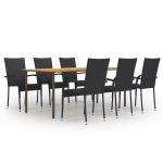 Set mobilier de grădină, 7 piese, negru, poliratan GartenMobel Dekor