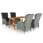 Set de masă pentru grădină, 5 piese, gri deschis GartenMobel Dekor
