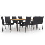 Set mobilier de grădină, 9 piese, negru, poliratan GartenMobel Dekor
