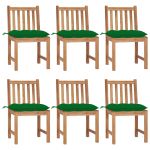 Scaune grădină cu perne, 6 buc, lemn masiv tec GartenMobel Dekor