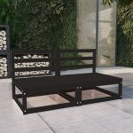 Canapea de grădină cu 2 locuri, negru, lemn de pin masiv GartenMobel Dekor