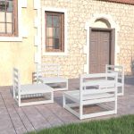 Set mobilier de grădină, 4 piese, alb, lemn masiv de pin GartenMobel Dekor