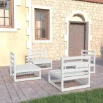 Set mobilier de grădină, 4 piese, alb, lemn masiv de pin GartenMobel Dekor