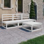 Set mobilier de grădină, 4 piese, alb, lemn masiv de pin GartenMobel Dekor