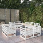 Set mobilier de grădină, 8 piese, alb, lemn masiv de pin GartenMobel Dekor