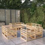 Set mobilier de grădină, 9 piese, lemn masiv de pin GartenMobel Dekor