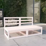 Set mobilier de grădină cu 2 locuri, alb, lemn masiv de pin GartenMobel Dekor