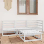 Set mobilier de grădină, 4 piese, alb, lemn masiv de pin GartenMobel Dekor