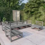 Set mobilier de grădină, 6 piese, gri, lemn masiv de pin GartenMobel Dekor