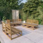 Set mobilier de grădină, 6 piese, maro miere, lemn masiv de pin GartenMobel Dekor