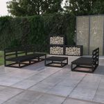 Set mobilier de grădină, 6 piese, negru, lemn masiv de pin GartenMobel Dekor