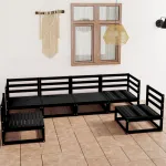 Set mobilier de grădină, 6 piese, negru, lemn masiv de pin GartenMobel Dekor