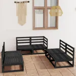 Set mobilier de grădină, 6 piese, negru, lemn masiv de pin GartenMobel Dekor