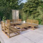 Set mobilier de grădină, 7 piese, maro miere, lemn masiv de pin GartenMobel Dekor