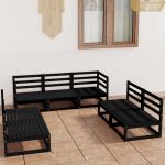 Set mobilier de grădină, 7 piese, negru lemn masiv pin GartenMobel Dekor