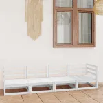Set mobilier de grădină cu 4 locuri, alb, lemn masiv de pin GartenMobel Dekor