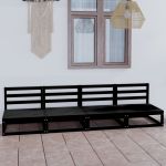 Set mobilier de grădină cu 4 locuri, negru, lemn masiv de pin GartenMobel Dekor
