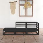 Set mobilier de grădină, 3 piese, negru, lemn masiv de pin GartenMobel Dekor