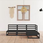 Set mobilier de grădină, 4 piese, negru, lemn masiv de pin GartenMobel Dekor