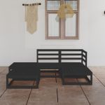 Set mobilier de grădină, 5 piese, negru, lemn masiv de pin GartenMobel Dekor