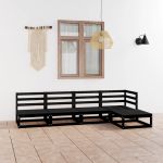 Set mobilier de grădină, 5 piese, negru, lemn masiv de pin GartenMobel Dekor
