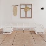 Set mobilier de grădină, 8 piese, alb, lemn masiv de pin GartenMobel Dekor