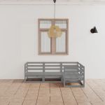Set mobilier de grădină, 4 piese, gri, lemn masiv de pin GartenMobel Dekor