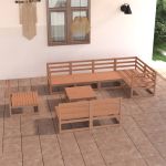 Set mobilier de grădină, 9 piese, maro miere, lemn masiv de pin GartenMobel Dekor