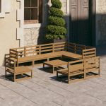 Set mobilier de grădină, 10 piese, maro miere, lemn masiv pin GartenMobel Dekor