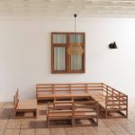 Set mobilier de grădină, 12 piese, maro miere, lemn masiv pin GartenMobel Dekor